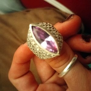 Size 7 Charles Winston lab created amethyst and white sapphire ring